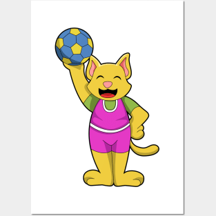 Cat as Handball player with Handball Posters and Art